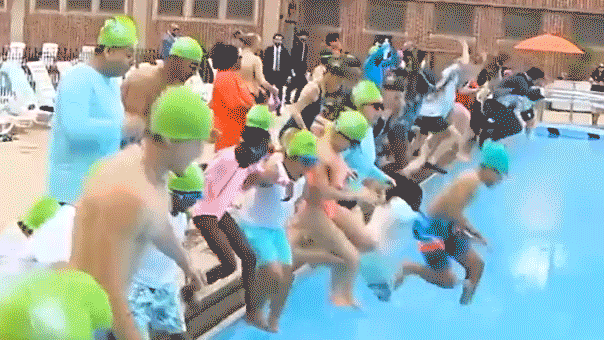 Mamdani’s suited pool plunge overshadowed by political clash with GOP gubernatorial candidate