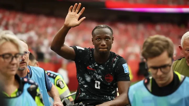 Canada’s IsmaÃ«l KonÃ© suffers horrific injury as Qatar’s Assim Madibo gets red card for poor tackle
